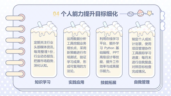 可爱风蓝色年中述职
