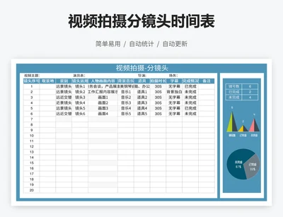 视频拍摄分镜头时间表