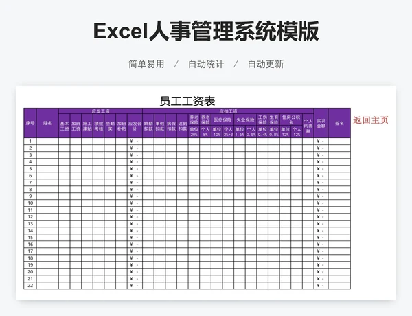 Excel人事管理系统模版