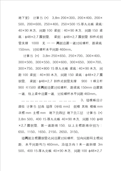 模板工程施工方案 XX项目模板本工程安全专项施工方案