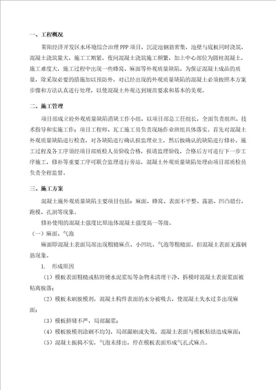 混凝土质量通病修补方案