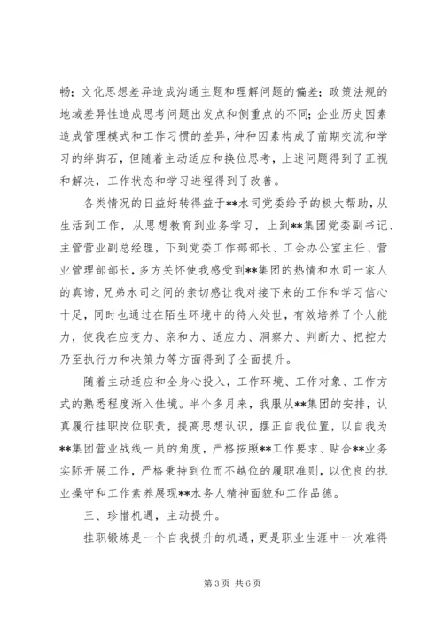 外派挂职市水务集团干部工作感悟.docx