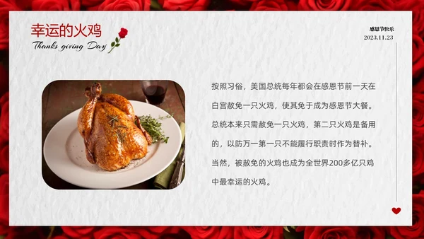 红色玫瑰温馨爱在感恩节感恩节介绍PPT