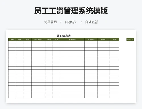 员工工资管理系统模版