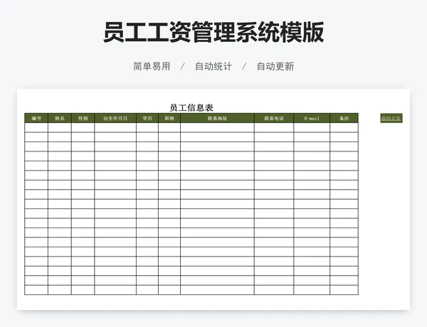 员工工资管理系统模版