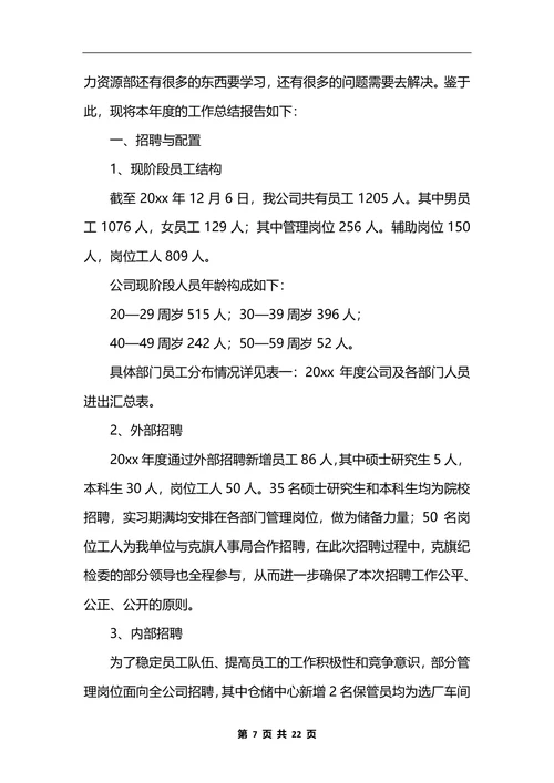 人力资源部工作总结