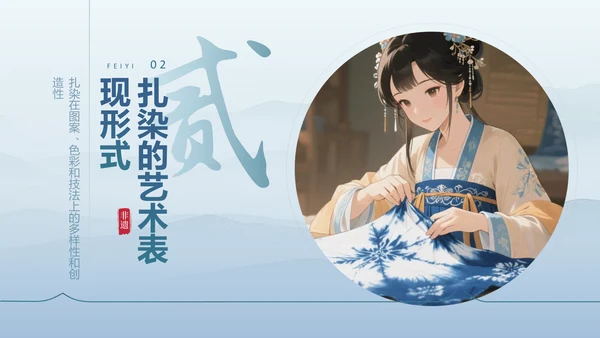 蓝色中国风非遗扎染的艺术魅力PPT模板