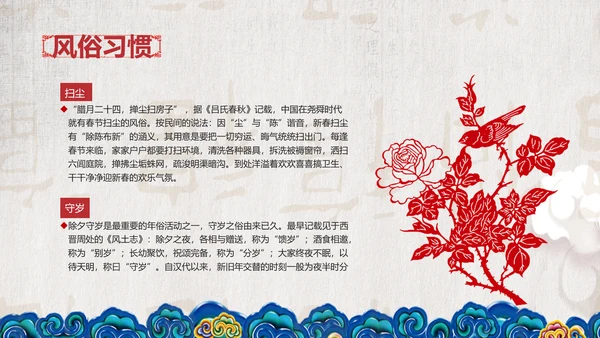 典雅中国风春节习俗传统文化PPT课件