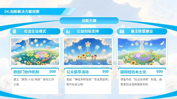 蓝色绘画风自闭症就业与社会支持PPT模板