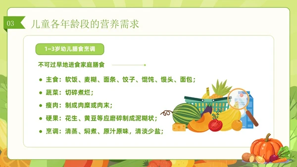 绿色简约风儿童膳食营养健康饮食知识培训PPT