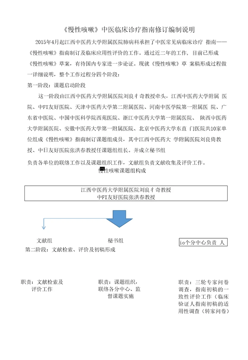 慢性咳嗽中医临床诊疗指南修订编制说明