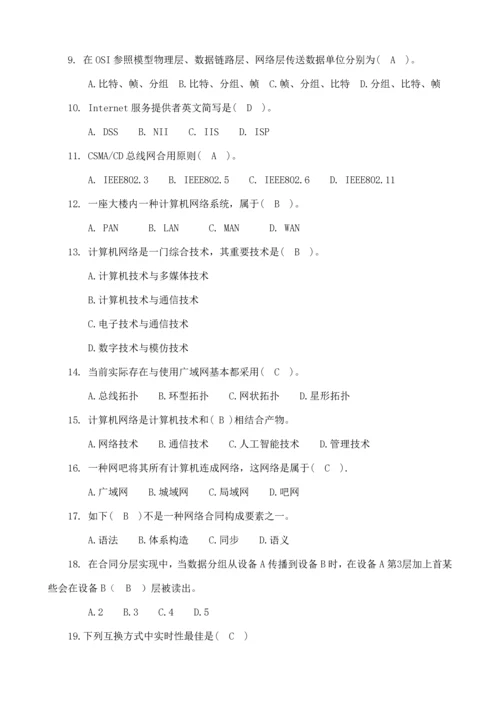 2021年计算机网络习题库及答案学生.docx