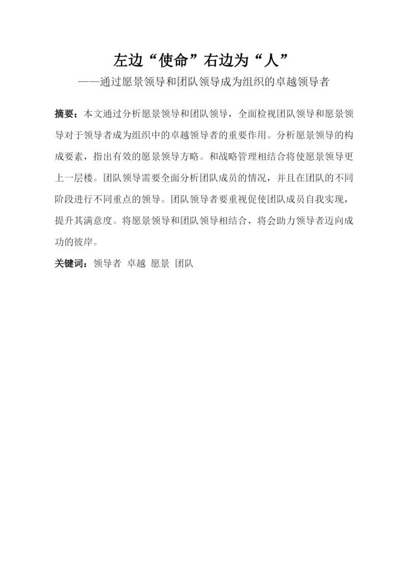 论文：愿景和团队领导.docx