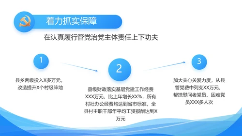 蓝色大气党建党支部工作汇报PPT