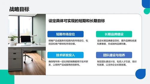 蓝色几何风创新型企业发展规划书PPT模板