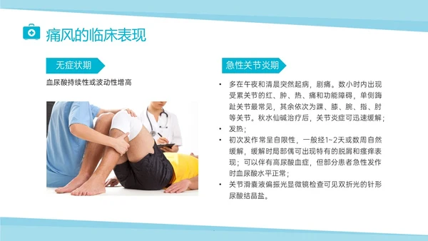 蓝色实拍商务风痛风性关节炎护理ppt