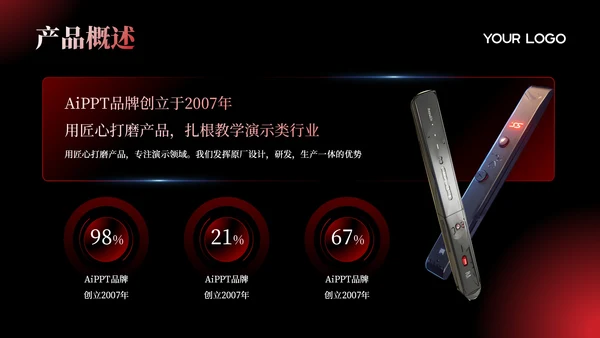 深色系红黑产品介绍通用PPT模板