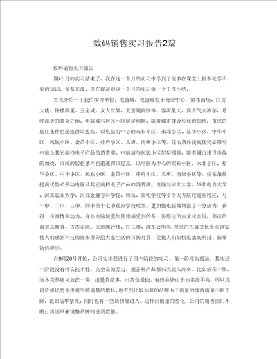 数码销售实习报告2篇