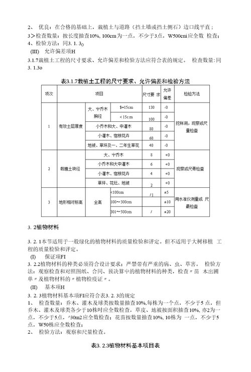 园林工程质量检验评定标准