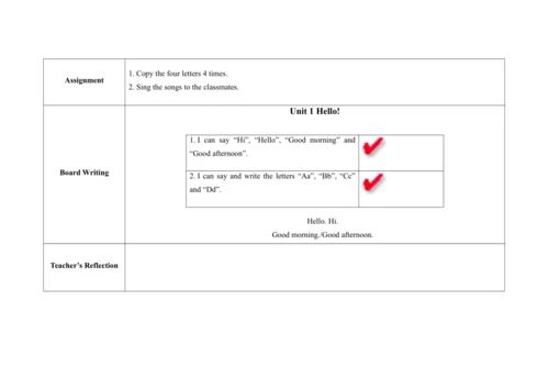 Unit 1 Hello! C  Letter time, Song time , Checkout