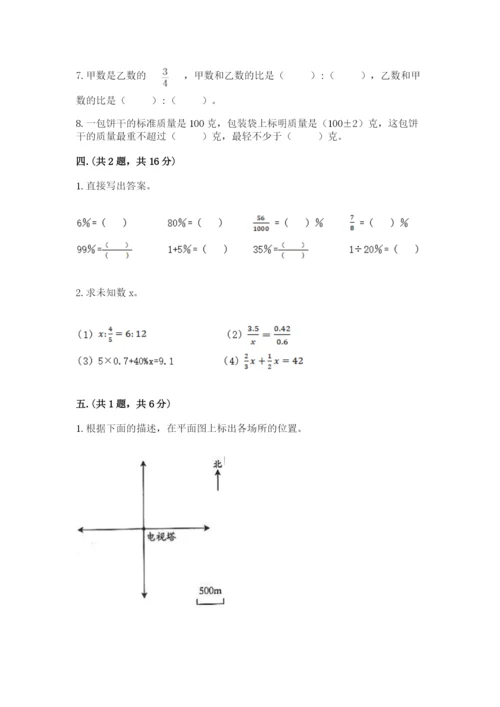 人教版数学小升初模拟试卷及参考答案（培优a卷）.docx