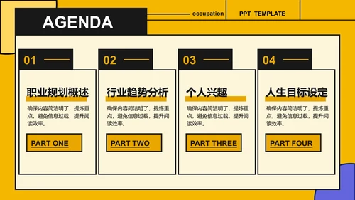 黄色插画风职业规划与人生目标设定PPT模板