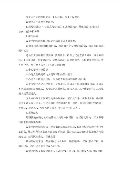 议论文作文提纲怎么写议论文作文的提纲格式