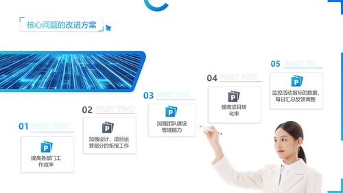 工作计划汇报蓝色科技风PPT