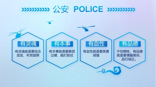 蓝色大气公安警察网络安全动态PPT模板