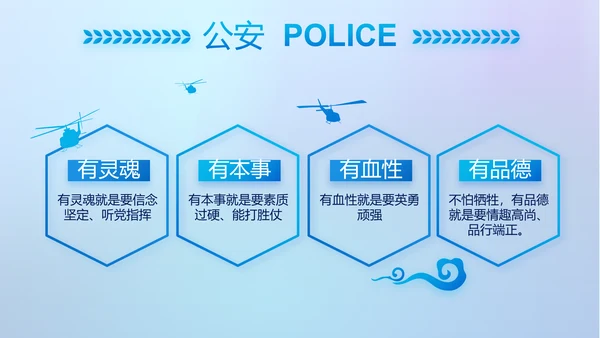 蓝色大气公安警察网络安全动态PPT模板