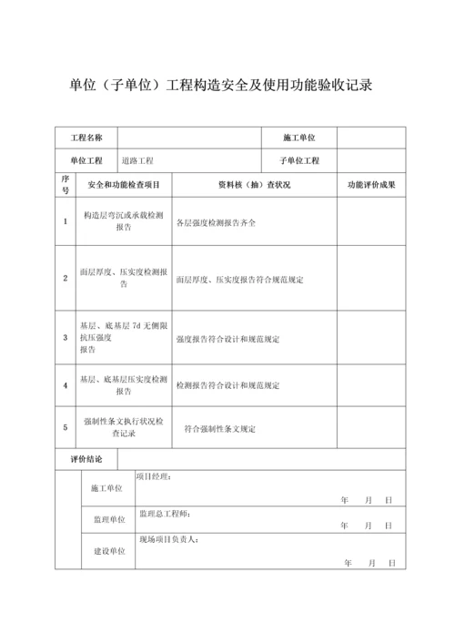 市政道路关键工程竣工统一验收范本资料.docx