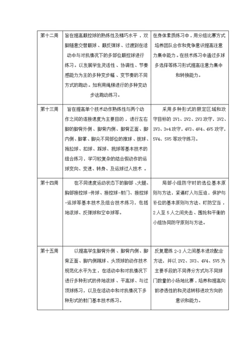 青少年足球训练训练周内容安排表(共4页)