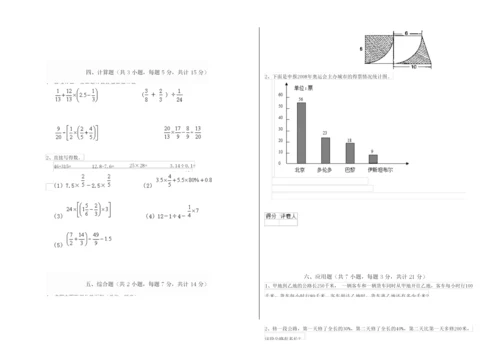 阿坝藏族羌族自治州小学六年级数学上学期自我检测试卷 附答案.docx