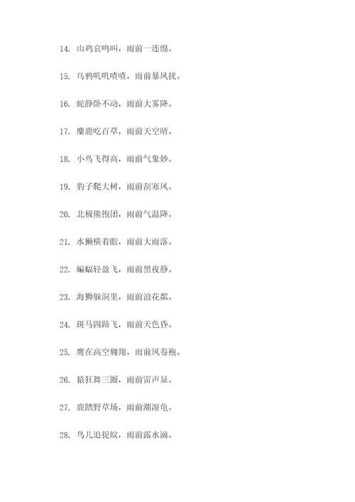 动物下雨前的现象谚语