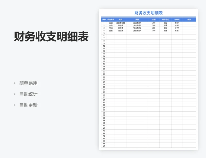 财务收支明细表