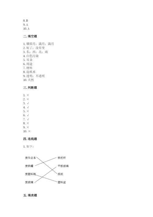 教科版科学二年级上册期末测试卷精品（名师系列）.docx