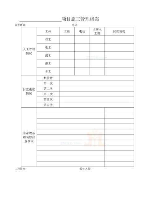 装饰公司工程部常用表格.docx