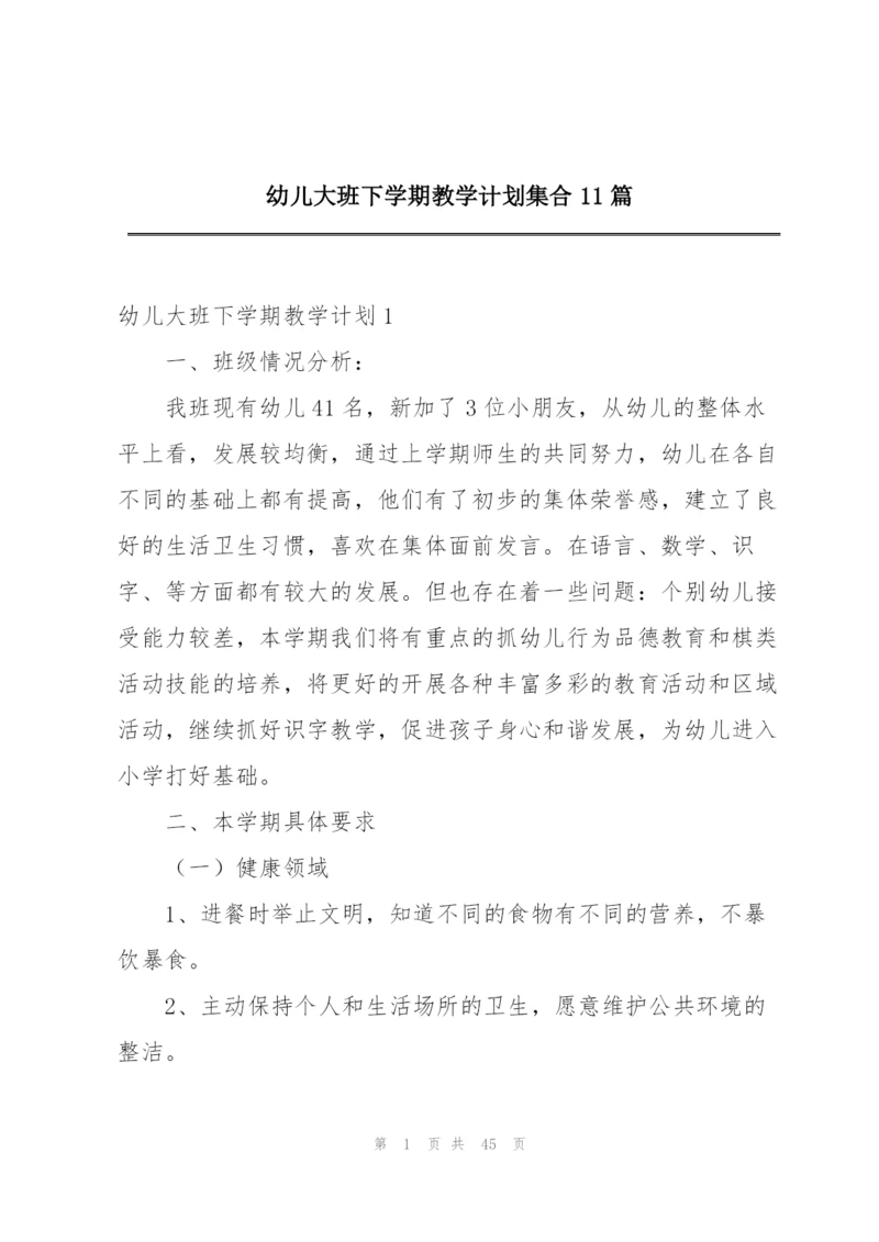 幼儿大班下学期教学计划集合11篇.docx