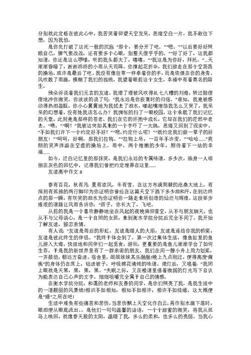 友谊高中作文