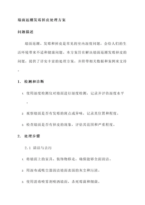 墙面返潮发霉掉皮处理方案