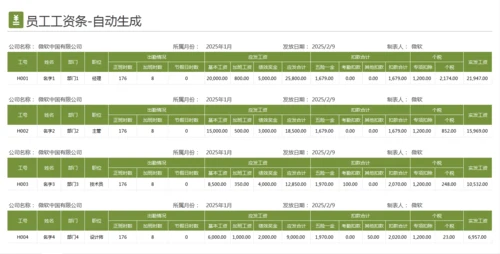 工资表-工资条自动生成