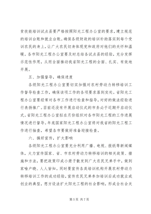 关于组织实施实施农村劳动力转移培训阳光工程讲话 (3).docx