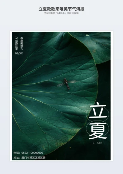 立夏款款来唯美节气海报