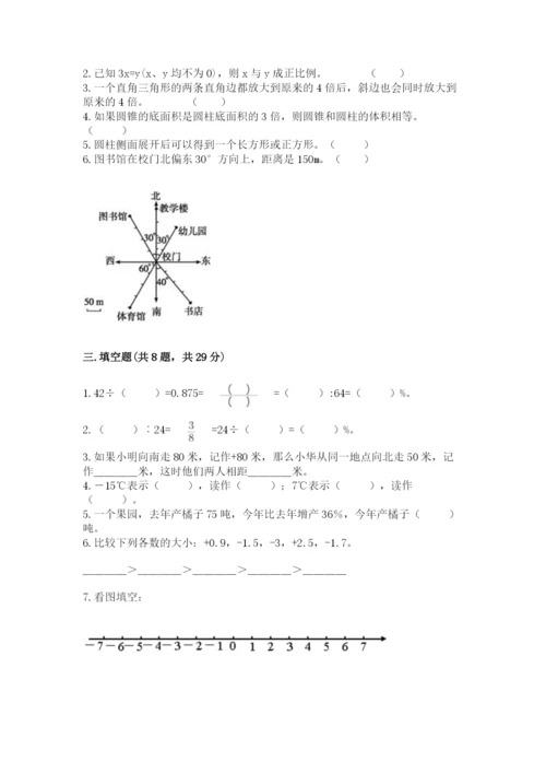 铁法市六年级下册数学期末测试卷（精选题）.docx