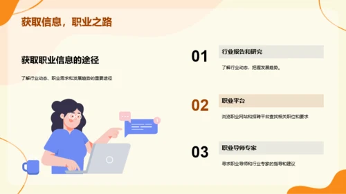 橙色插画职业生涯规划PPT模板