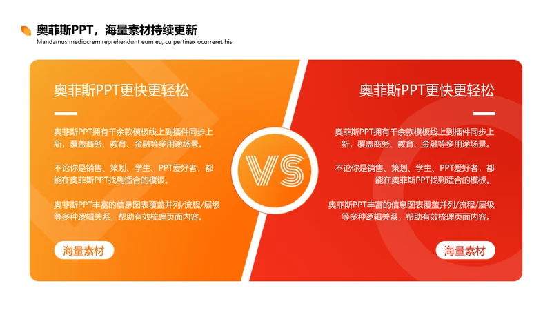 橙色简约对比关系2项PPT单页