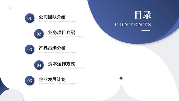 蓝色简约商务商业计划书项目招商合作ppt模板