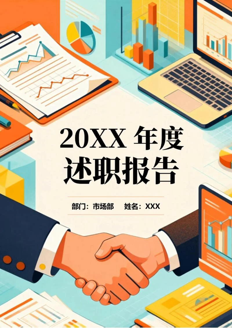 彩色扁平商务插画风年终总结述职汇报