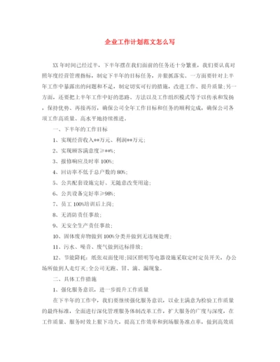 精编之企业工作计划范文怎么写.docx