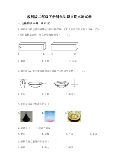 教科版二年级下册科学知识点期末测试卷及参考答案1套.docx